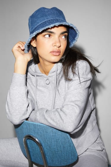 Women - CLOCKHOUSE - zip-through sweatshirt with hood - light gray-melange