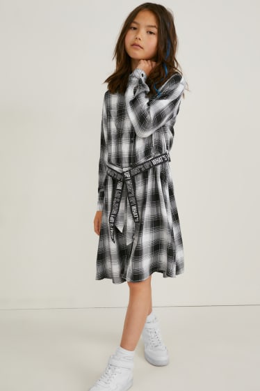 Children - Fit & flare dress - check - black / white