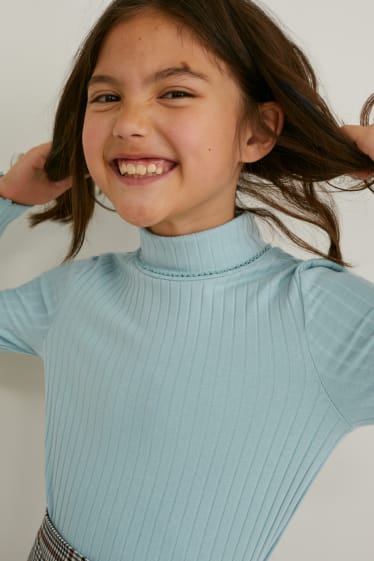 Enfants filles - Lot de 3 - haut à col roulé - côtelé - blanc crème