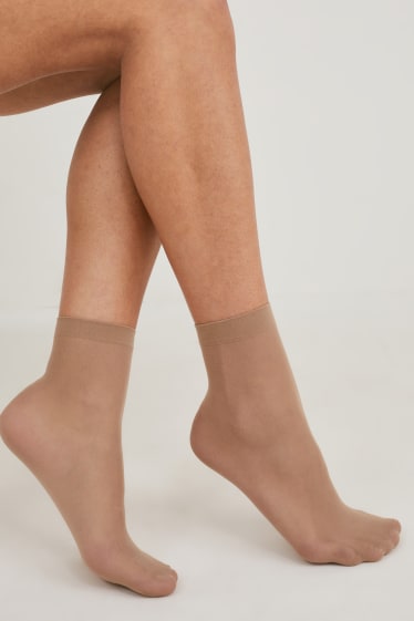 Women - Multipack of 7 - sheer ankle highs - 30 denier - light brown