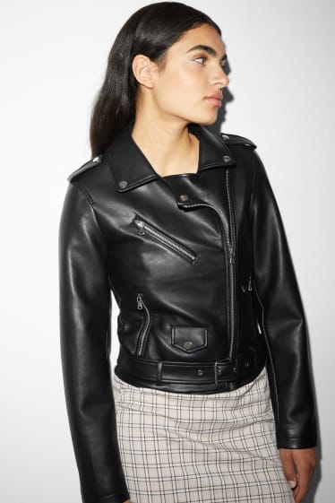 Women - CLOCKHOUSE - biker jacket - faux leather - black