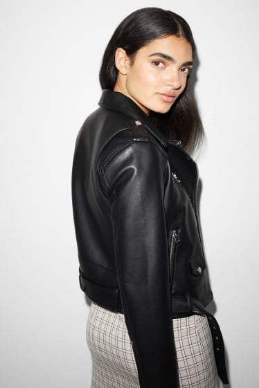 Women - CLOCKHOUSE - biker jacket - faux leather - black