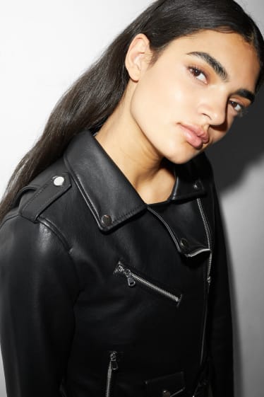 Women - CLOCKHOUSE - biker jacket - faux leather - black