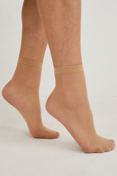 Women - Multipack of 7 - sheer ankle highs - 20 denier - light beige