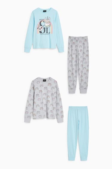 Enfants - Lot de 2 - pyjama - 4 pièces - turquoise clair