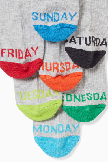 Children - Multipack of 7 - days of the week - socks with motif - light gray-melange