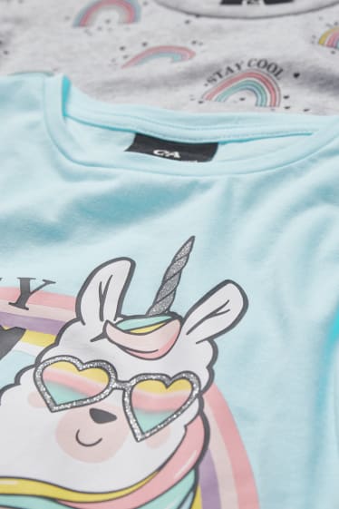 Bambine - Confezione da 2 - pigiama - 4 pezzi - turchese