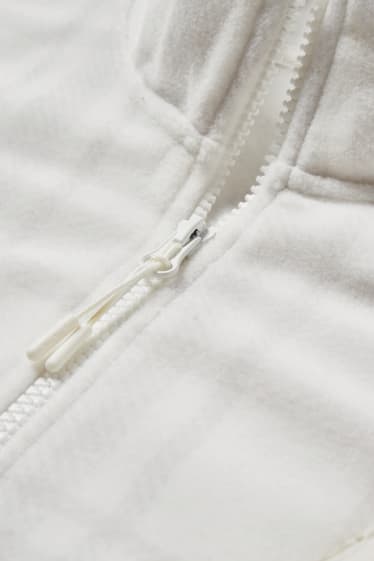 Dámské - Fleecová bunda - kostkovaná - bílá