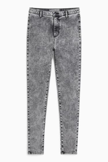 Nastolatki - CLOCKHOUSE - super skinny jeans - wysoki stan - dżins-szary