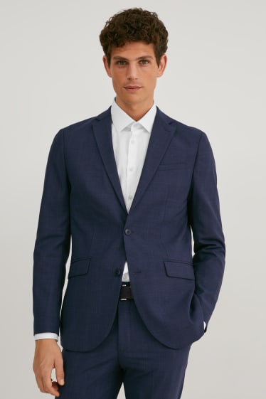 Hommes - Veste de costume en laine vierge - coupe slim - bleu foncé