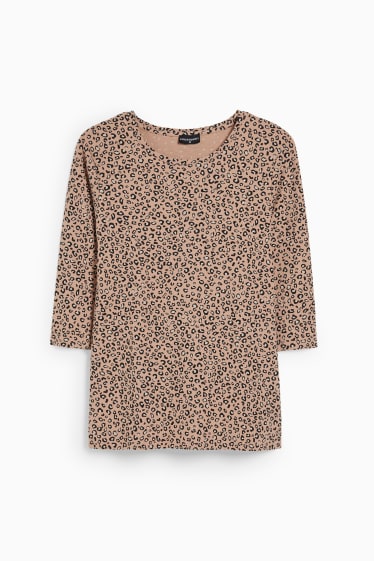 Women - CLOCKHOUSE - long sleeve top - patterned - light brown