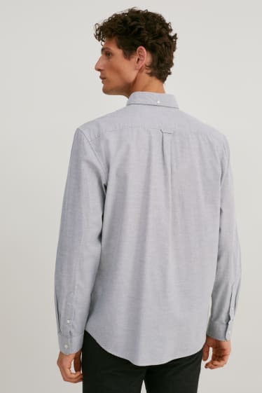 Herren - Oxford Hemd - Regular Fit - Button-down - grau-melange