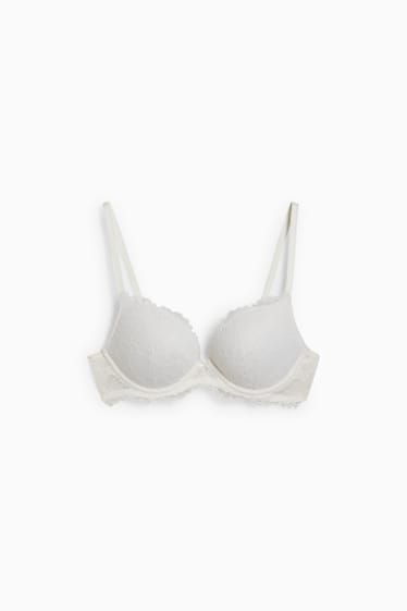 Femmes - Soutien-gorge avec armatures - PLUNGE - push-up - ampliforme - blanc crème