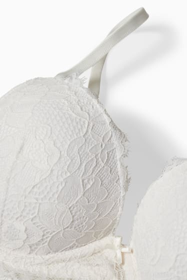 Femmes - Soutien-gorge avec armatures - PLUNGE - push-up - ampliforme - blanc crème