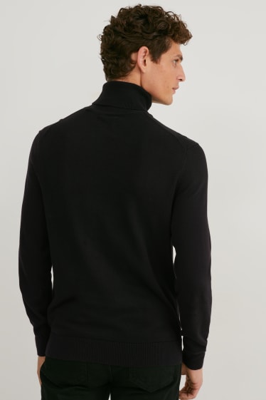 Men - Polo neck jumper - black
