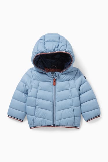 Niemowlęta - Pikowana kurtka niemowlęca z kapturem - jasnoniebieski