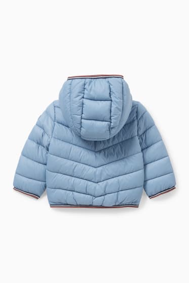 Niemowlęta - Pikowana kurtka niemowlęca z kapturem - jasnoniebieski