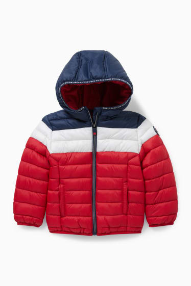 Dětské - Prošívaná bunda s kapucí  - červená