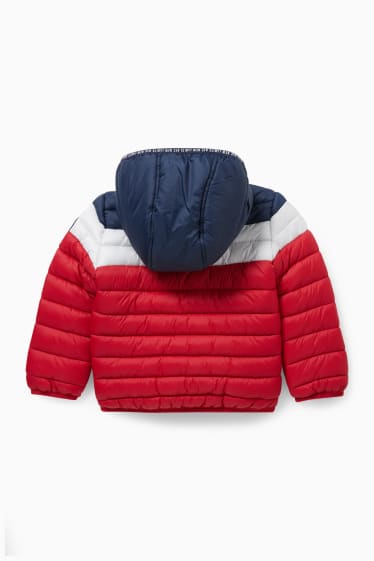 Dzieci - Pikowana kurtka z kapturem  - czerwony