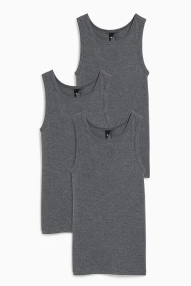 Kinder Buben - Multipack 3er - Singlet - grau-melange