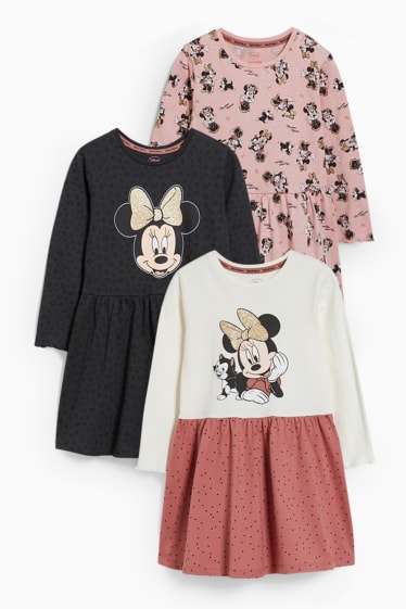 Dětské - Multipack 3 ks - Minnie Mouse - šaty - krémově bílá