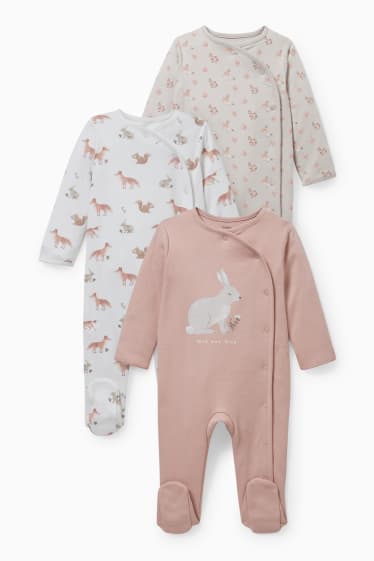 Babys - Multipack 3er - Baby-Schlafanzug - dunkelrosa