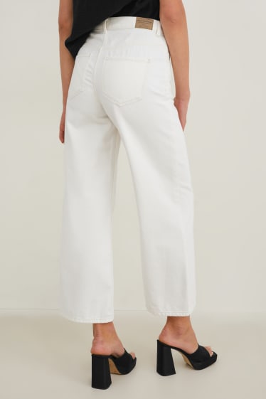 Donna - Jeans a gamba ampia - vita alta - bianco crema