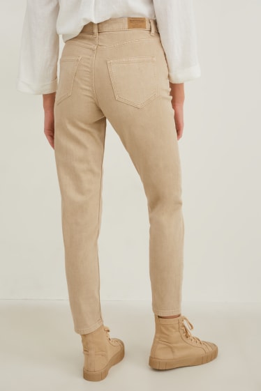 Dames - Tapered jeans - high waist - beige