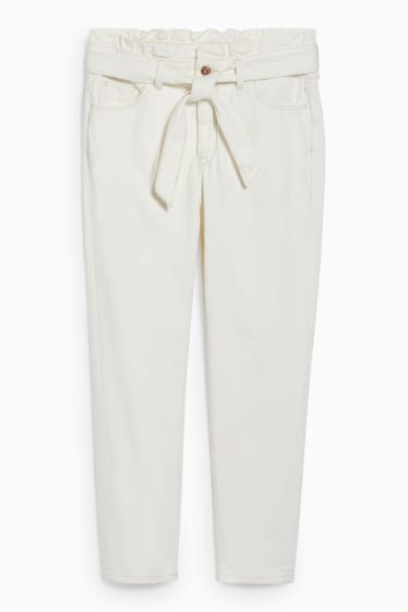 Dames - Tapered jeans - high waist - crème wit