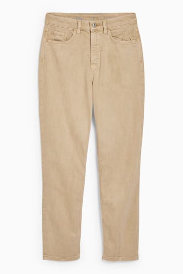 Women - Tapered jeans - high waist - beige
