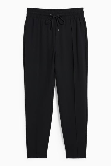 Dames - Jersey broek - tapered fit - zwart