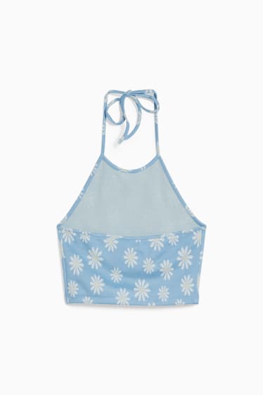 Dona - CLOCKHOUSE - top crop - de flors - blau/blanc