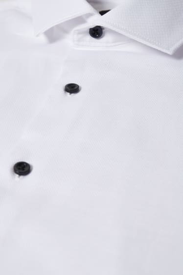 Mężczyźni - Koszula biznesowa - body fit - kołnierzyk włoski - Flex - biały-melanż