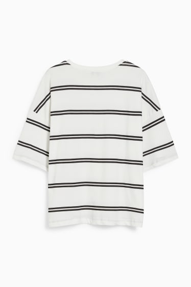 Women - T-shirt - striped - white / black