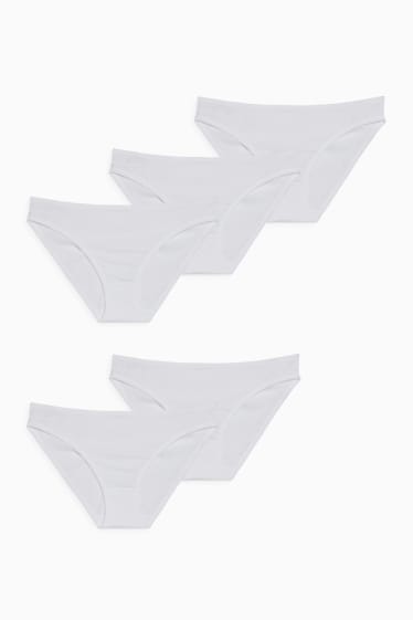 Femmes - Lot de 5 - culotte - coton bio - blanc