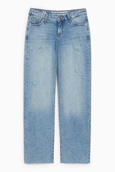 Women - CLOCKHOUSE - straight jeans - low-rise waist - denim-light blue