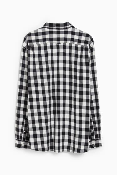 Men - Shirt - regular fit - kent collar - check - black / white