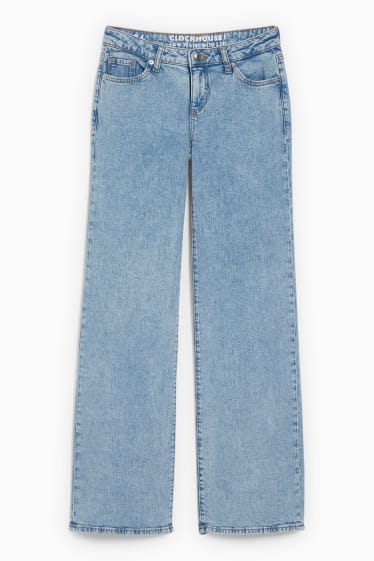 Adolescenți și tineri - CLOCKHOUSE - wide leg jeans - talie joasă - denim-albastru deschis