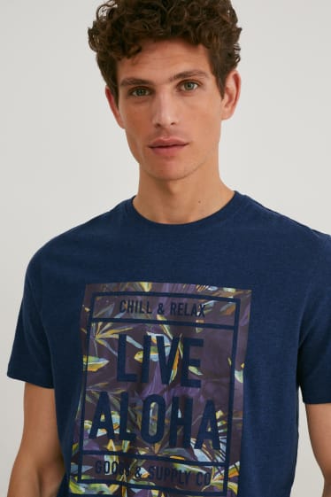 Men - T-shirt - dark blue-melange