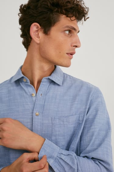 Hommes - Chemise - regular fit - col kent - bleu clair