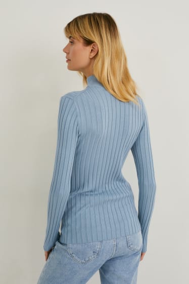 Women - Fine knit jumper - petrol