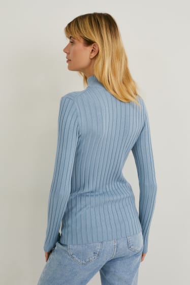 Femmes - Pull en maille fine - bleu pétrole