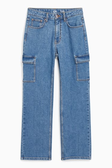 Kinderen - Straight cargo jeans - jeansblauw