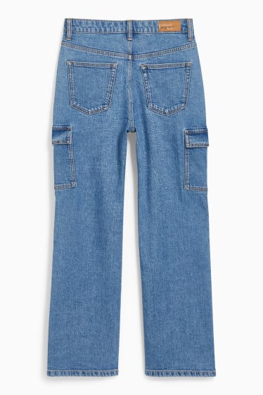 Kinderen - Straight cargo jeans - jeansblauw