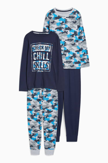 Enfants - Lot de 2 - pyjama - 4 pièces - bleu foncé
