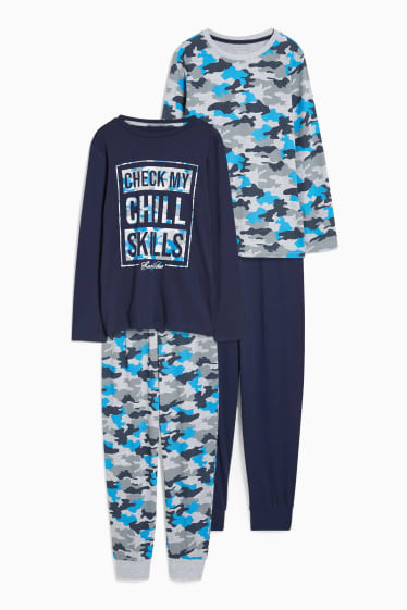 Copii - Băieți - Multipack 2 buc. - pijama - 4 piese - albastru închis