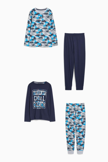 Enfants - Lot de 2 - pyjama - 4 pièces - bleu foncé