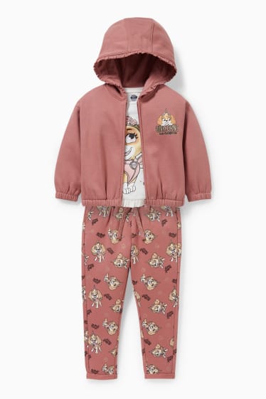 Enfants filles - Pat’ Patrouille - ensemble - sweat zippé en molleton avec capuche, pantalon de jogging avec haut à manches longues - rose foncé