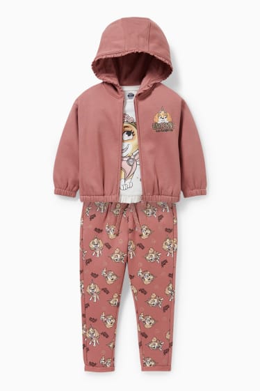 Kinderen - Paw Patrol - set - sweatjack, joggingbroek en longsleeve - donker rose