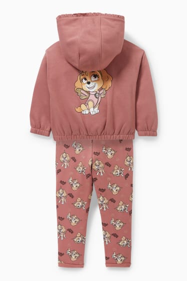 Niños - La Patrulla Canina - set - sudadera con capucha y cremallera, pantalón de deporte y camiseta de manga larga - rosa oscuro